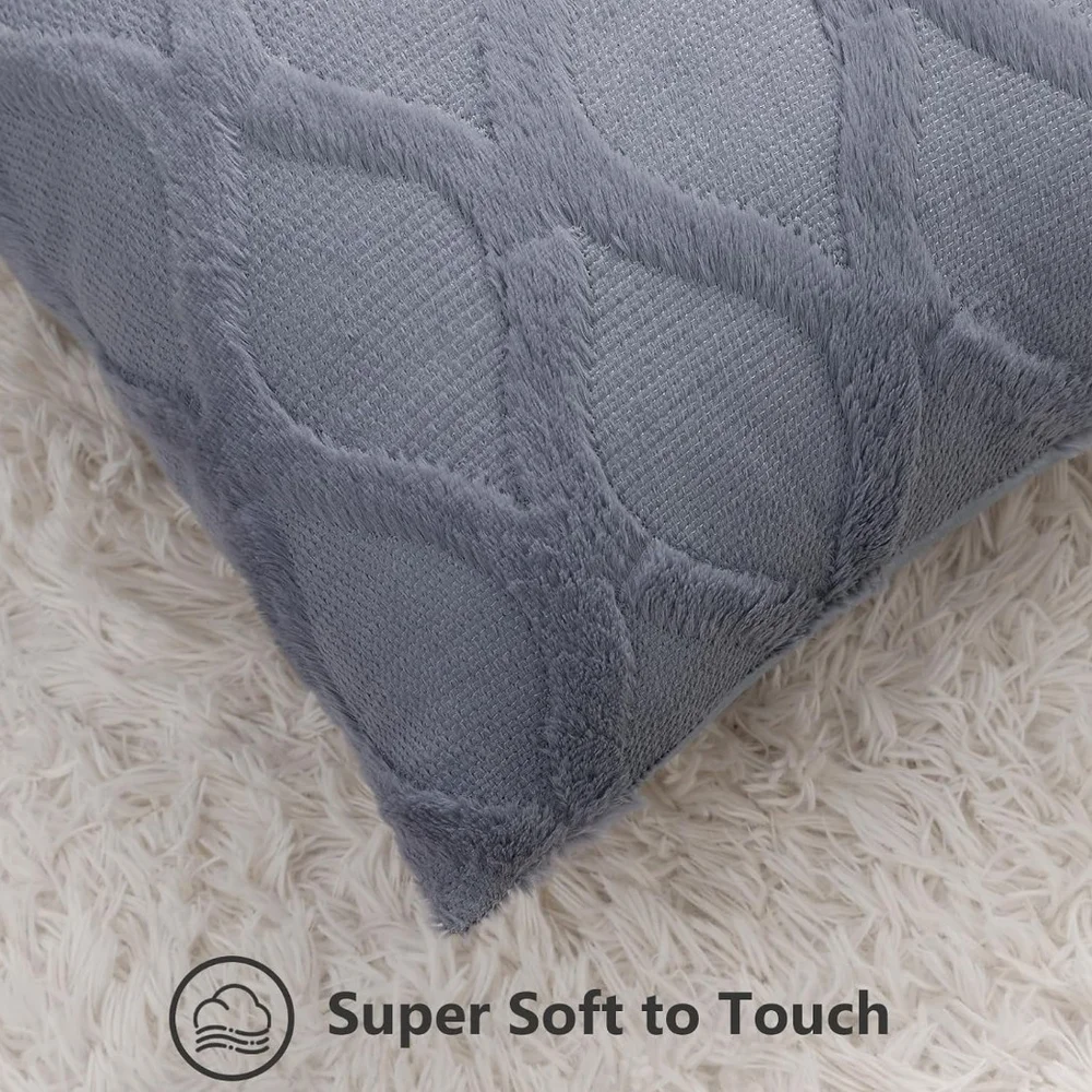 Set Of 2 Decorative Gray Accent Pillow Covers Size 18 X 18